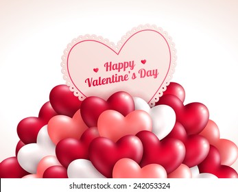 Valentine's day background with shining hearts. Vector illustration.