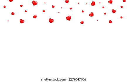 Valentines Day background. Shiny flying Valentine red hearts. Hearts background overlay