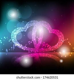  Valentines Day background with shiny heart.Abstract Colorful Background For Valentine's day Flyer