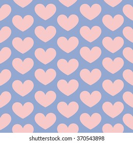 Valentine's Day background. Simple pattern of Rose Quartz hearts on a Serenity color.