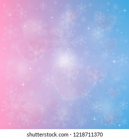 Valentine's Day background background with snowflakes and hearts