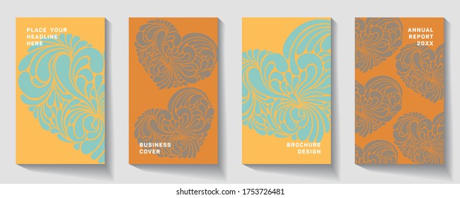 Valentines Day background with sticky in heart shape. Modern flat vector illustration with place for text. Layered file Modern cover design