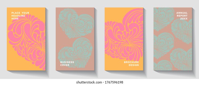 Valentines Day background with sticky in heart shape. Vector illustration. Club flyer template. Modern cover design