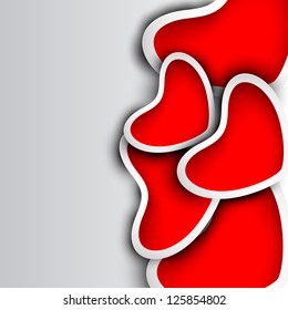 Valentines Day background with sticky or tag in heart shape on grey background. EPS 10.