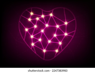 Valentine's Day background. surface textures. vector illustration. Wireframe heart concept. 