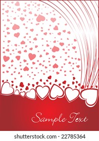valentines day background with suspended hearts, banner