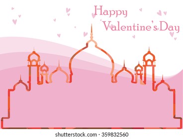 Valentines Day background with Taj Mahal polygonal style,Monument of Love at India.