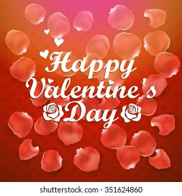 Valentines day background with text an rose paddles.