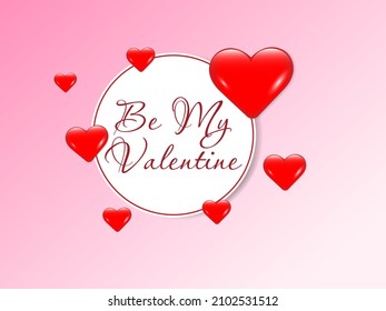 Valentine's day background with textbox and beautifull hearts. Vector illustration
