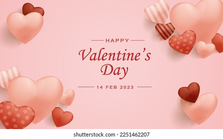 valentines day background, with textured 3d love elements and light pink background color