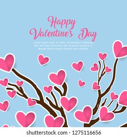 valentine's day background with tree and hearts. Vector illustration. Wallpaper, flyers, invitation, posters, brochure, voucher,banners.