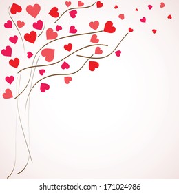 Valentine's day background. Tree with hearts (vector illustration)