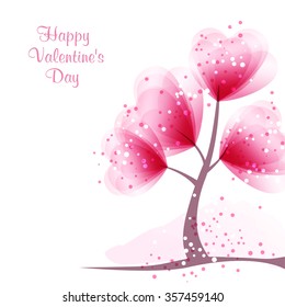 Valentine's Day background with tree and hearts