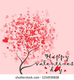 Valentine's day background with a tree made out of hearts. Vector.
