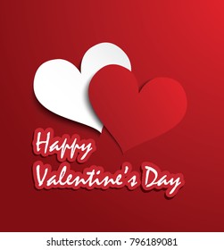 valentines day background with two hearts on red background