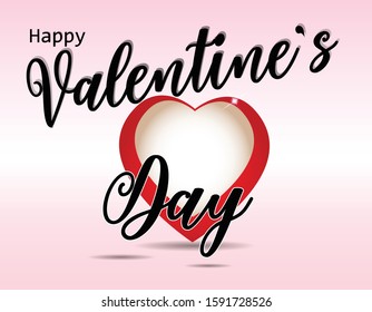 Valentine's Day background, with typography and 3D heart shape, for banners, posters, flayers, invitations, greeting cards, wallpapers.