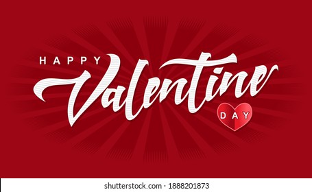 Valentine's day background with typography flat design