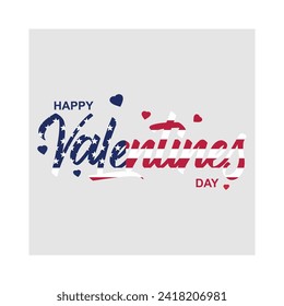 Valentines day background with united states theme with heart pattern and happy valentines day text typography. Vector illustration. Wallpapers, flyers, invitations, posters, brochures, banners.