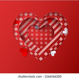 Valentines day background. Vector abstract heart. Paper art cut. Origami concept. Love illustration. For web and print, wallpaper, cards, flyers, invitation, posters, brochure, banners.