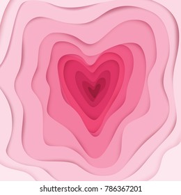 Valentines day background. Vector abstract heart. Paper art cut. Origami concept. Love illustration. For web and print, wallpaper, cards, flyers, invitation, posters, brochure, banners. 