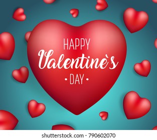 Valentine's day background. Vector concept illustration. 3d big red and white heart. Cute love sale banner, postcard, greeting card
