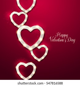 Valentine`s Day background. Vector heart shape lights.