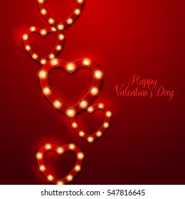 Valentine`s Day background. Vector heart shape lights.