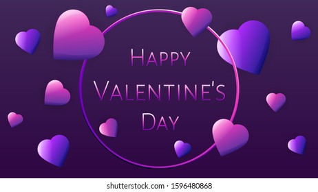 Valentine's day background vector hearts and text. Pink, Classic Blue, and Violet colour. Greeting card and sale banner