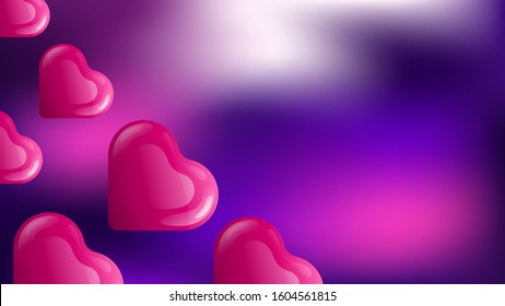 Valentine's day background vector hearts. Pink, Classic Blue, and Violet colour. Valentines day greeting card and sale banner