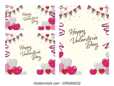 Valentine's Day background. Vector illustration. Cute love banner or greeting card. 