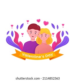 Valentines day background vector illustration. couple sticker logo design template.