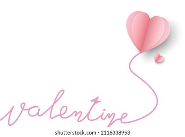 Valentine's day  background. Vector illustration. pink paper hearts. Cute love banner or greeting card