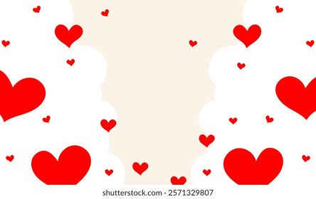 Valentine's day background Vector illustration. Mother's Day,  Red Heart shapes for valentines day background with space, greeting card, poster, banner.