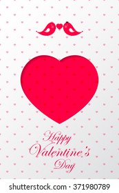 Valentine`s day background. Vector illustration. Happy valentines day card with ornaments, hearts.