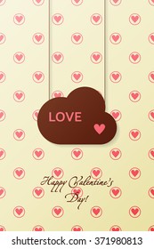 Valentine`s day background. Vector illustration. Happy valentines day card with ornaments, hearts.