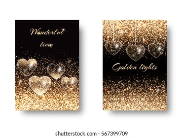 Valentines Day background vector with light effect.  Glossy texture on a dark backdrop. Design to celebrate wedding anniversary. Festive illustration.
