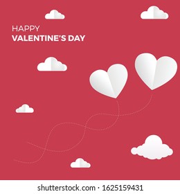 valentine's day background vector, Paper heart flying.