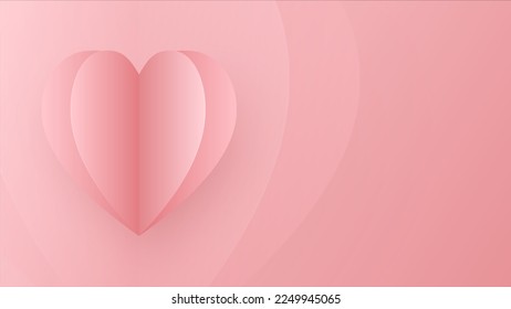 Valentines day background vector. Paper cut decorations. Background aspect ratio 16:9.
