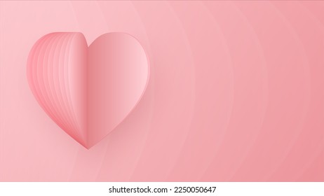 Valentines day background vector. Paper cut decorations. Background aspect ratio 16:9.