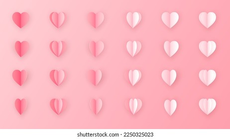 Valentines day background vector. Paper cut decorations.