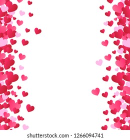 Antecedentes del día de San Valentín, vector. corazones rojos aislados de fondo blanco. Fondo de San Valentín para sitio web, afiche de amor, tapicería y tarjeta de boda. Concepto de arte creativo, ilustración vectorial