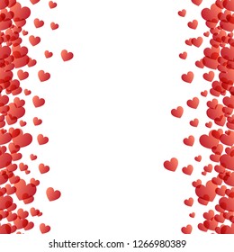 Valentines day background, vector. Red hearts isolated on white background. Valentines day backdrop for web site, love poster, wallpaper and wedding card. Creative art concept, vector illustration