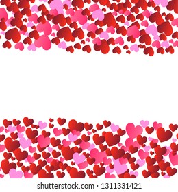 Valentines day background, vector. Red hearts isolated on white background. Valentines day backdrop for web site, love poster, wallpaper and wedding card. Creative art concept, vector illustration