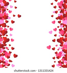 Valentines day background, vector. Red hearts isolated on white background. Valentines day backdrop for web site, love poster, wallpaper and wedding card. Creative art concept, vector illustration