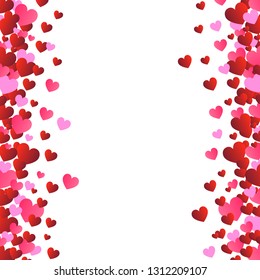Valentines day background, vector. Red hearts isolated on white background. Valentines day backdrop for web site, love poster, wallpaper and wedding card. Creative art concept, vector illustration