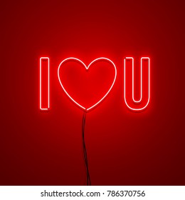 Valentines Day background. Vector retro neon sign. 