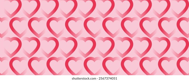 Valentine's Day Background Vector Stipple Linear Hearts Aesthetic Seamless Pattern Abstract Wallpaper. Modern Art Illustration