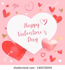 Valentines Day background watercolor style vector