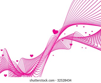 Valentines Day background with wave line Hearts