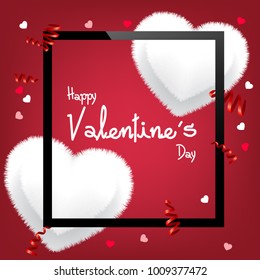 Valentine's Day Background With white heart vector illustration